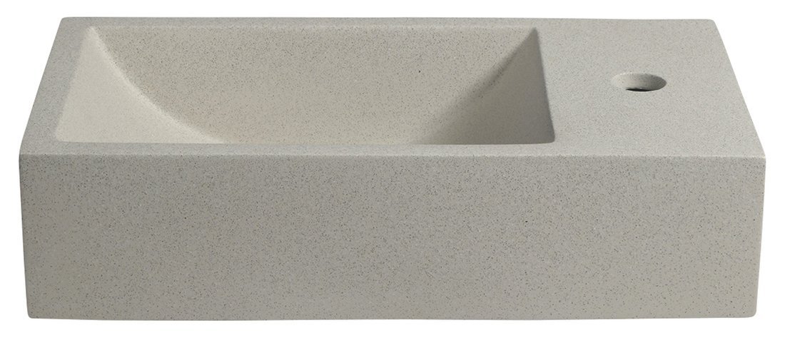 CREST R Betonwaschbecken inkl. Abfall, 40x22 cm, weißer Sandstein