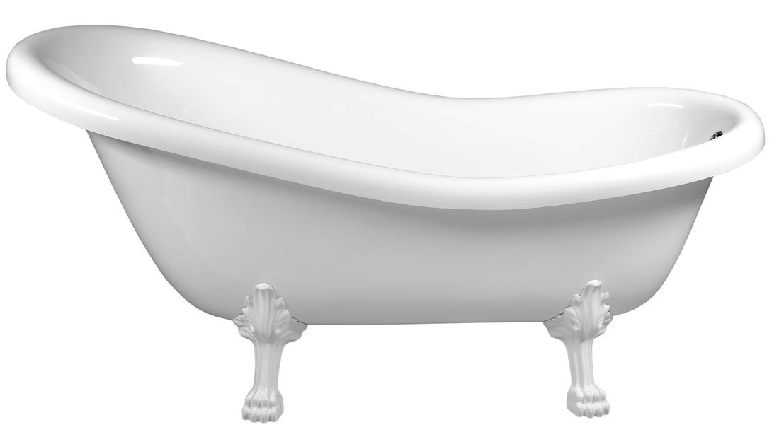 RETRO Freistehende Badewanne 175x76x72cm, Füße weiß, weiß
