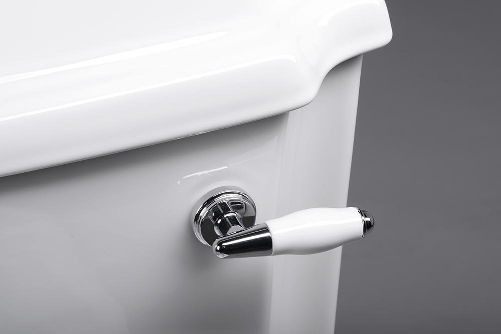ANTIK Kombi-WC, Becken + Spülkasten + Spülgarnitur + PP WC-sitz, weiß/Chrom