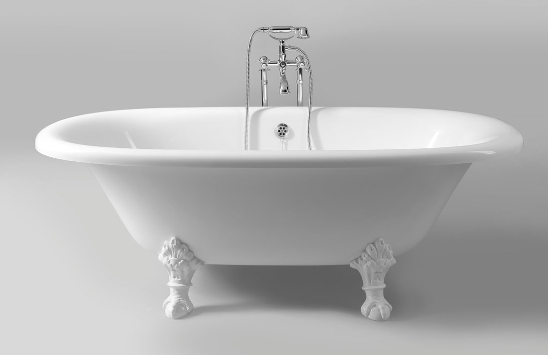 REGATA Freistehende Badewanne 175x85x61cm, Füße weiß, weiß