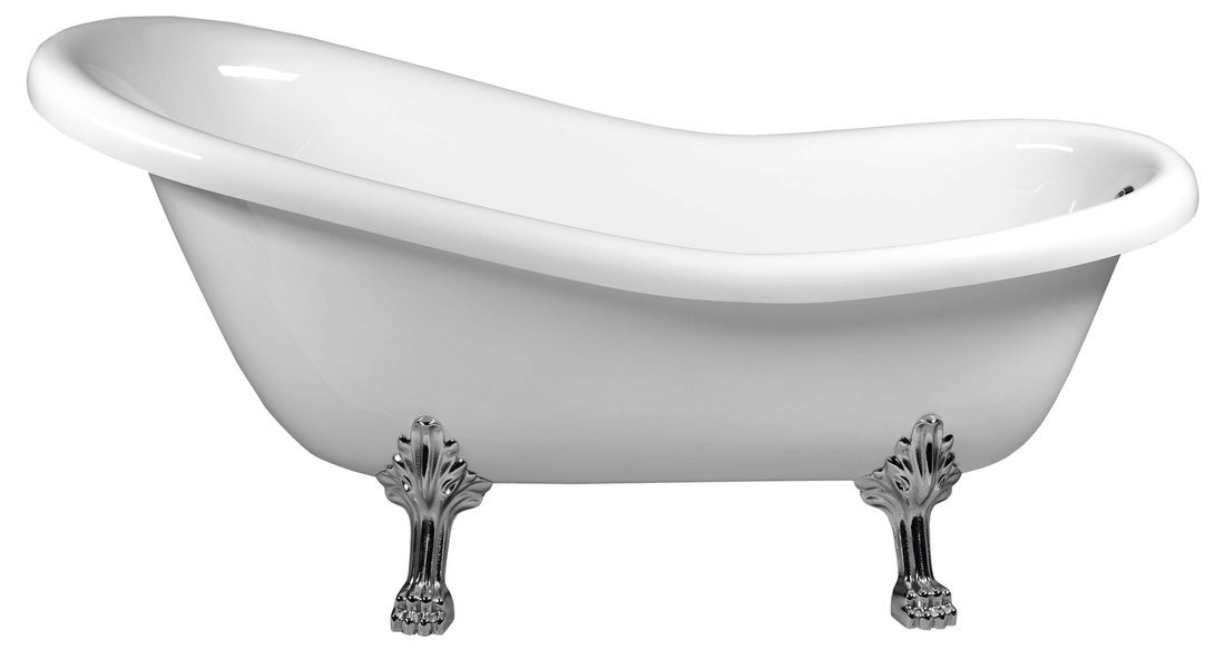 RETRO Freistehende Badewanne 175x76x72cm, Füße Chrom, weiß