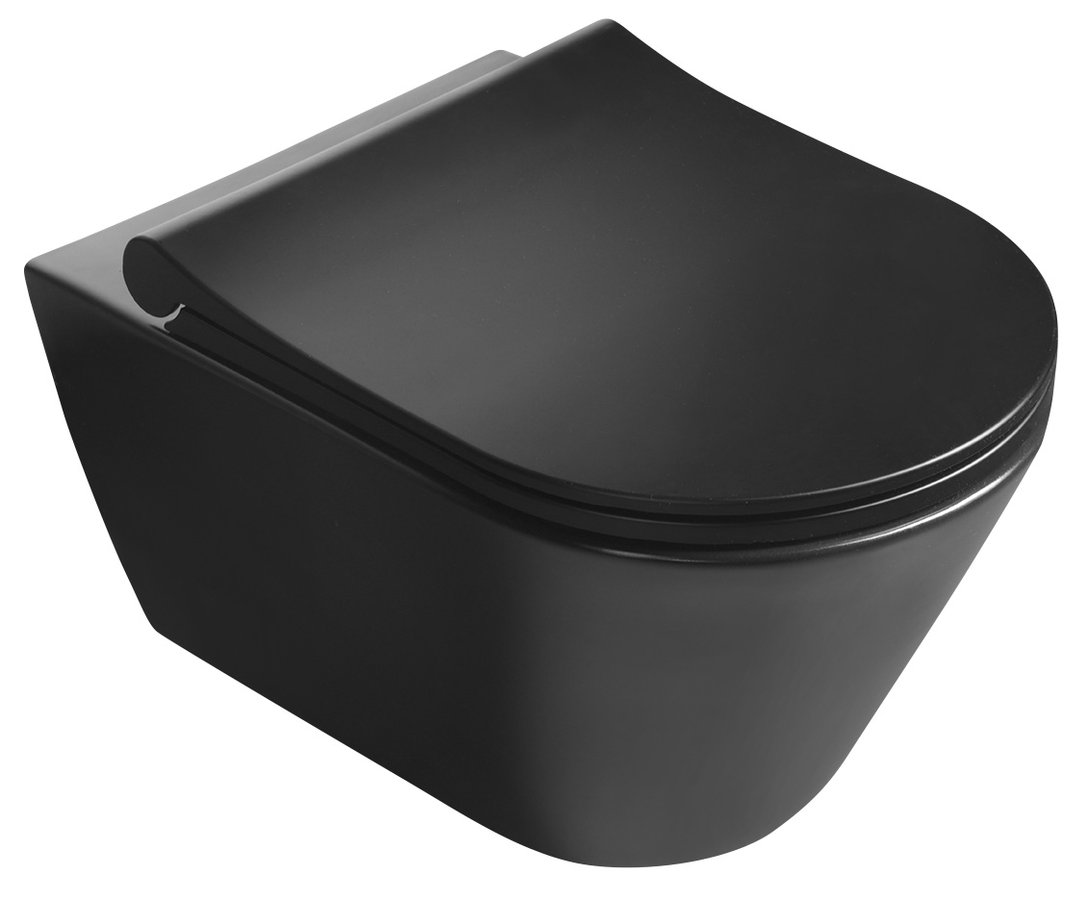 AVVA Hänge-WC mit Bidetbrause, Rimless, 35,5x53 cm, schwarz matt