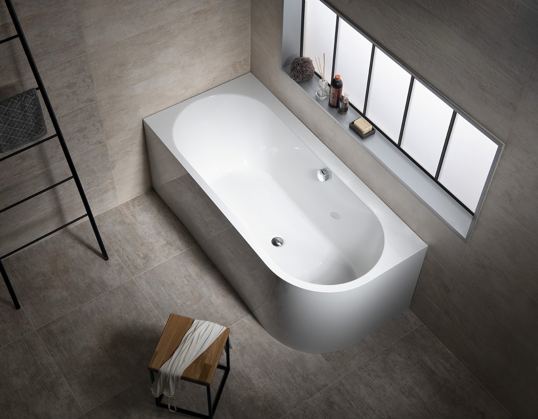 ASTRA L MONOLITH asymmetrische Badewanne 160x75x60cm, weiß