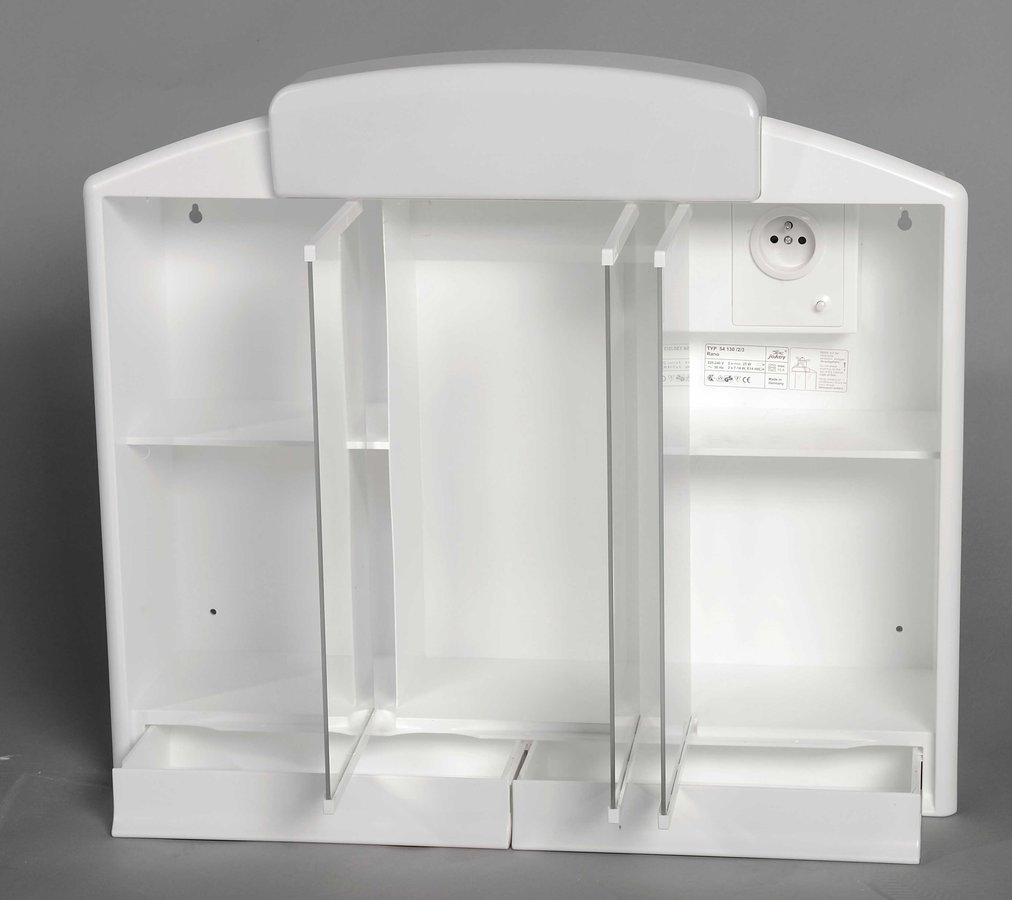 RANO Spiegelschrank 59x51x16cm, 2x12W, weiß Kunststoff