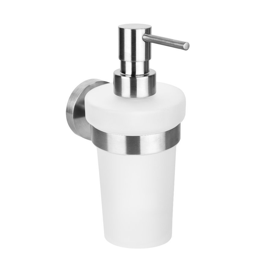 X-STEEL Seifenspender, Milchglas, 230ml, gebürsteter Edelstahl