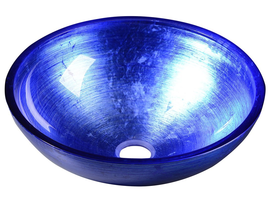MURANO BLU Glaswaschbecken rund, 40x14cm, blau