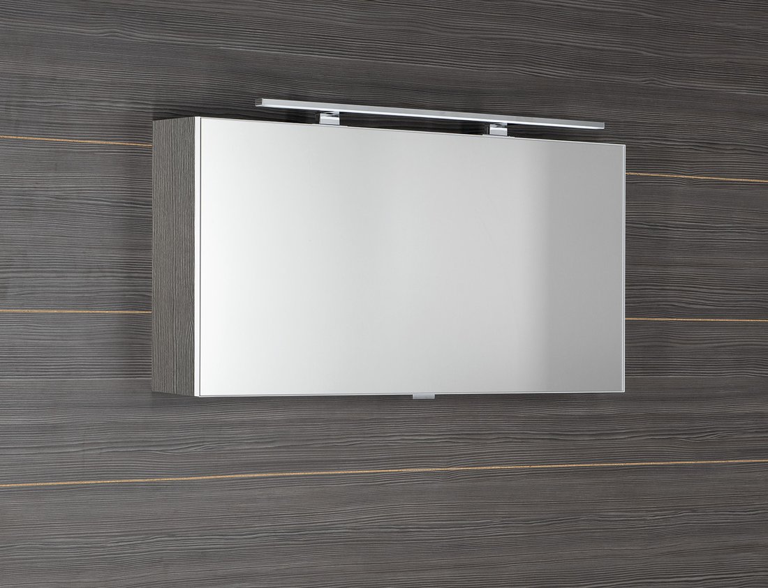 CLOE Spiegelschrank mit LED Beleuchtung, 100x50x18cm, Silbereiche