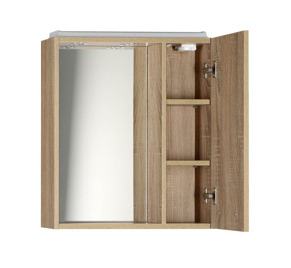 ZOJA/KERAMIA FRESH Spiegelschrank mit LED Bel., 60x60x14cm, rechts, Platineiche