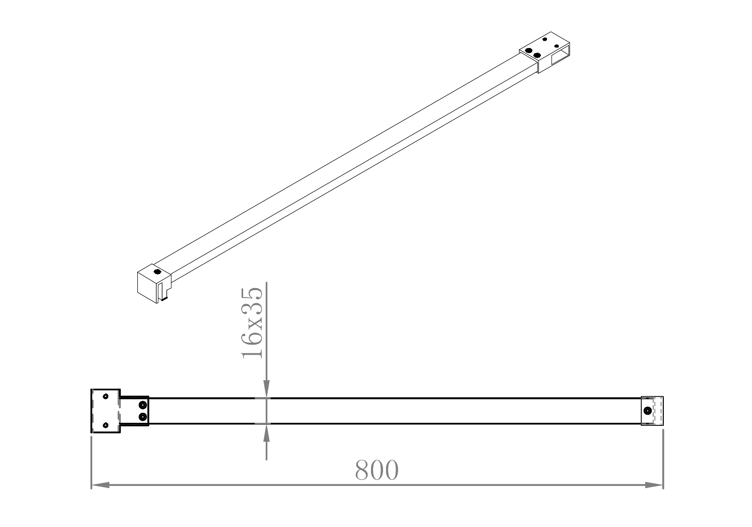 MODULAR SHOWER Zusätzliche Stütze für MSBR1, 800mm, Chrom