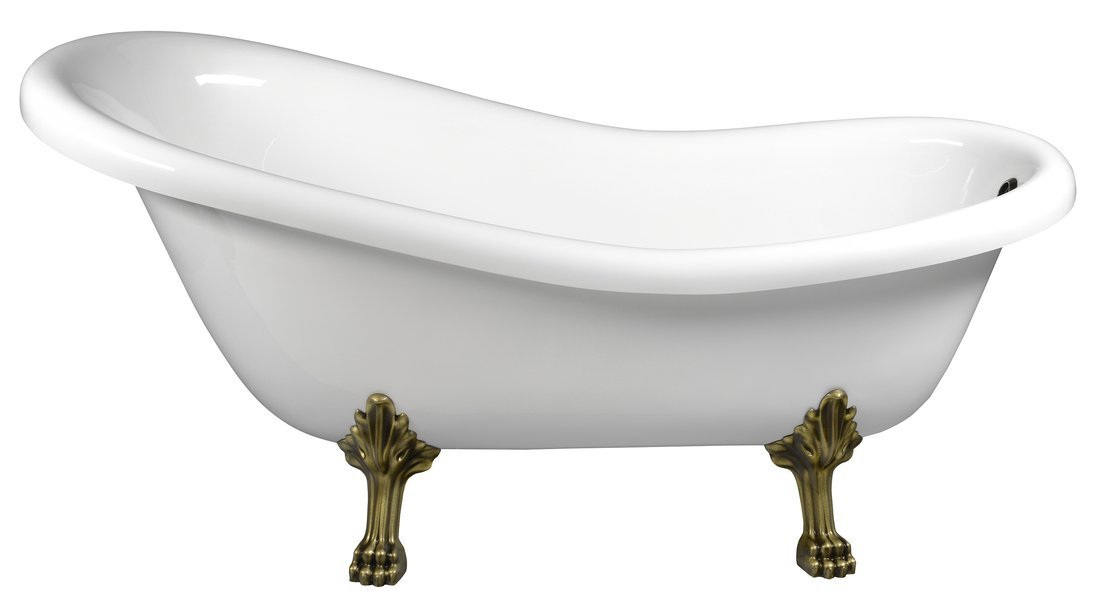 RETRO Freistehende Badewanne 160x73x82cm, Füße bronze, weiß