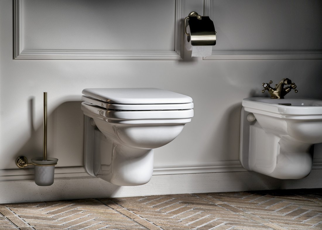 WALDORF WC-Sitz, Soft Close, weiß/bronze