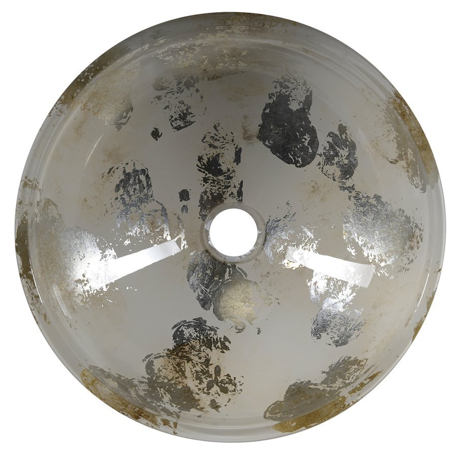MURANO ANIMA 2 Glaswaschbecken rund, 40x14cm, silber/beige