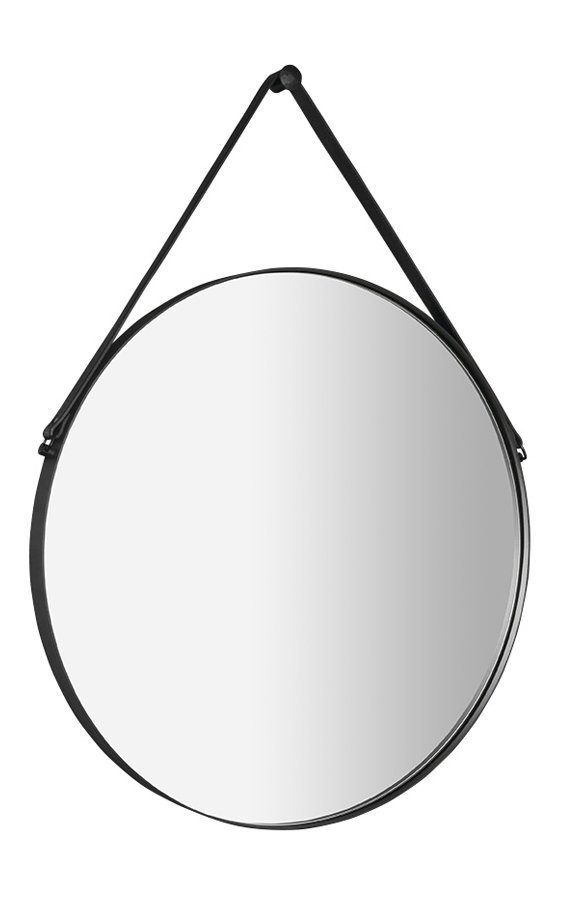 ORBITER runder Spiegel mit Riemen, ø 60cm, mattschwarz