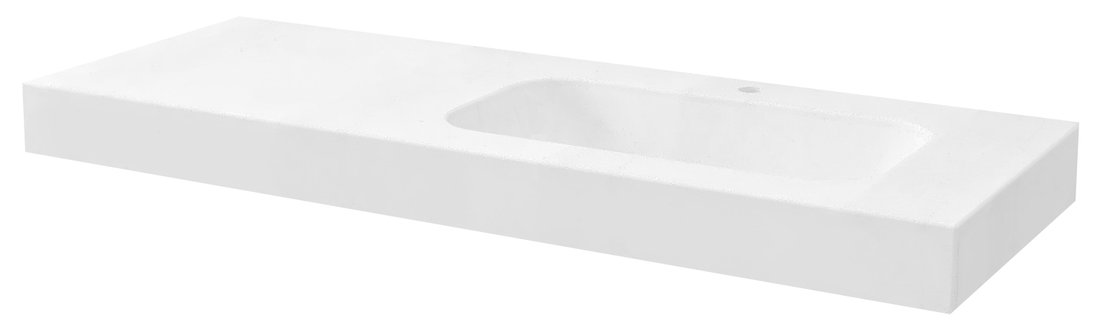 EMICO Waschtisch rechts, 200x50 cm, Kantenausführungen R, Rockstone weiß matt