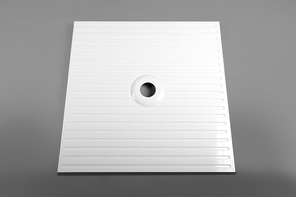MIRAI Gussmarmor - Duschwanne, Rechteck 100x80x1,8cm, links, weiß