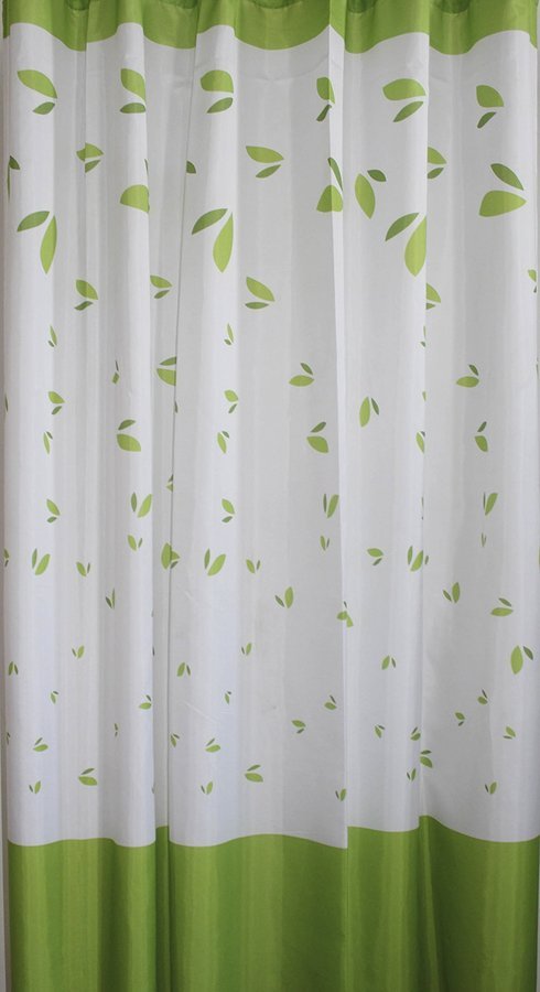 Duschvorhang 180x180cm, 100% Polyester, weiß/grün