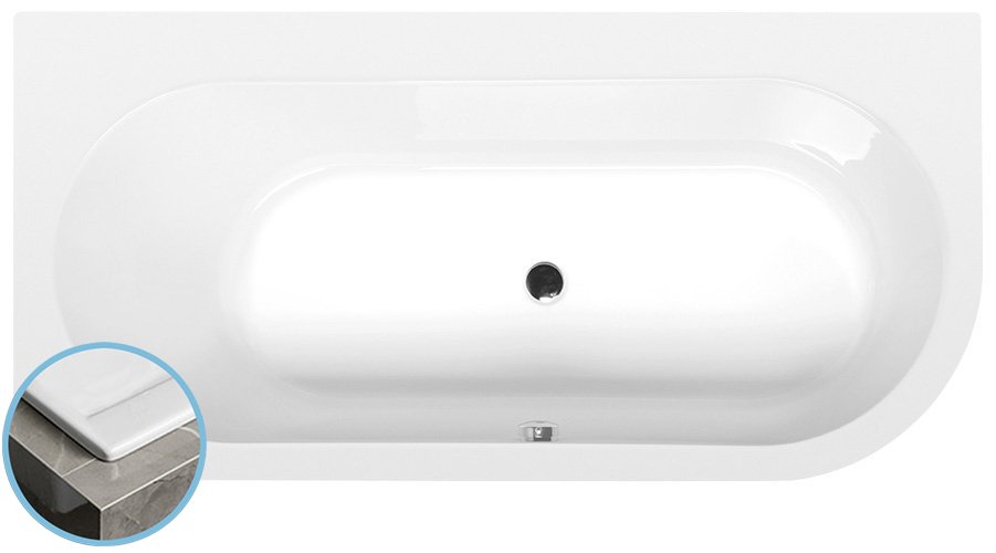 ASTRA L SLIM asymmetrische Badewanne 165x80x48cm, weiß