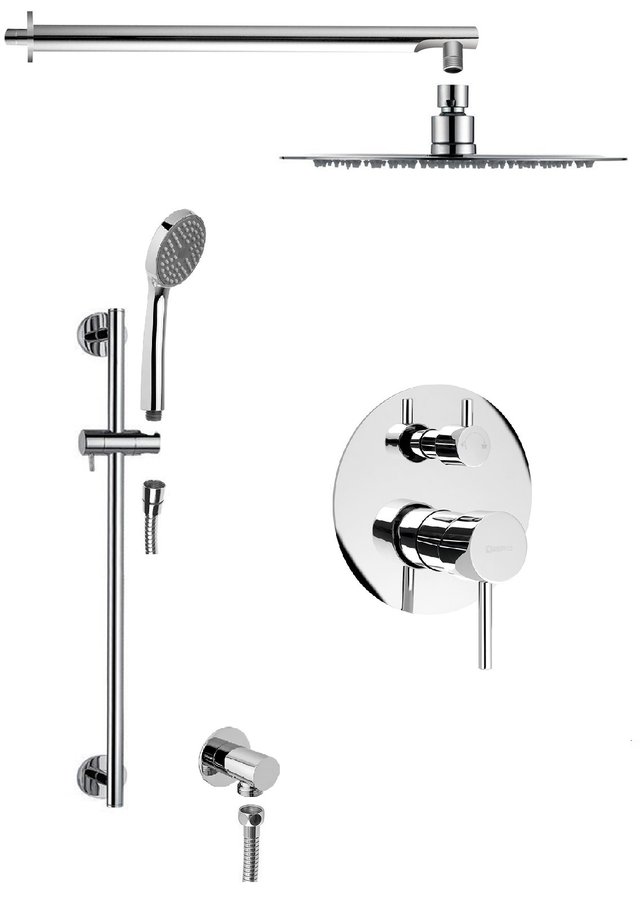 RHAPSODY Unterputz-Duschset mit Armatur, 2 Wege, verschiebbarer Duschhalter, Chrom