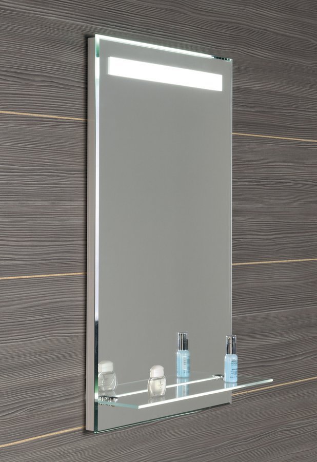 LED beleuchteter Spiegel 50x80cm, Glasablage, Knopfschalter