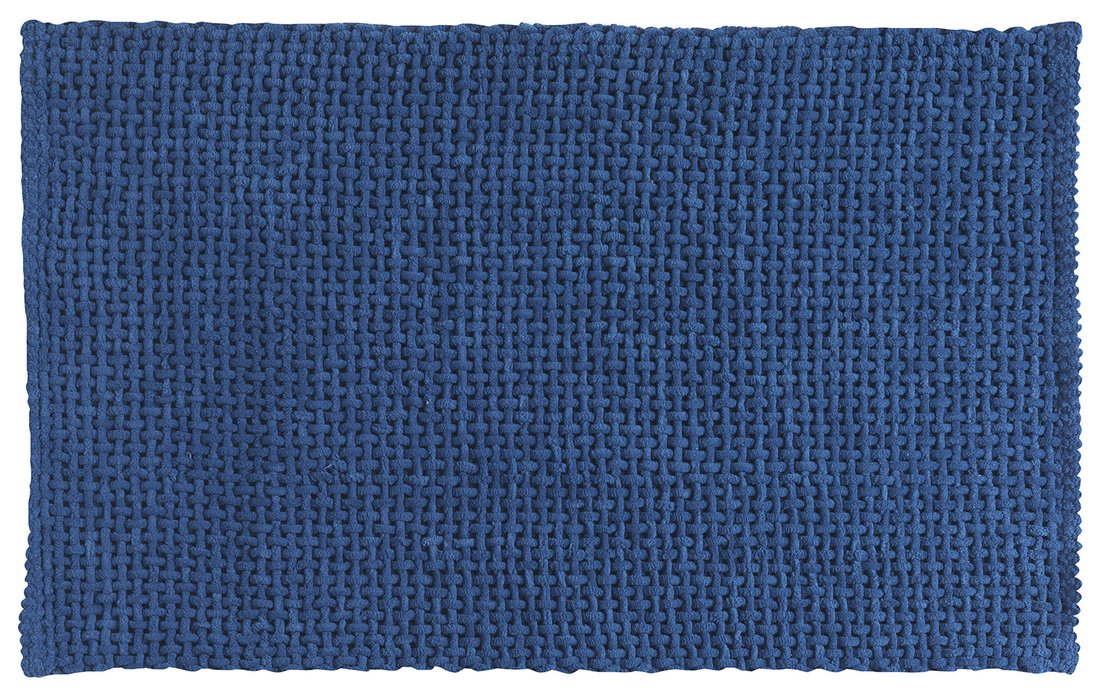 KNOT Badematte, 50x80 cm, 45% Baumwolle, 55% Polyester, rutschfest, Blau