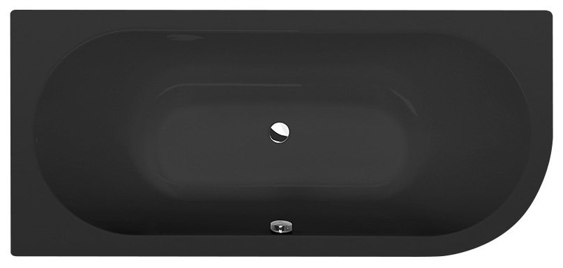 VIVA L asymmetrische Badewanne 175x80x47cm, links, schwarz matt