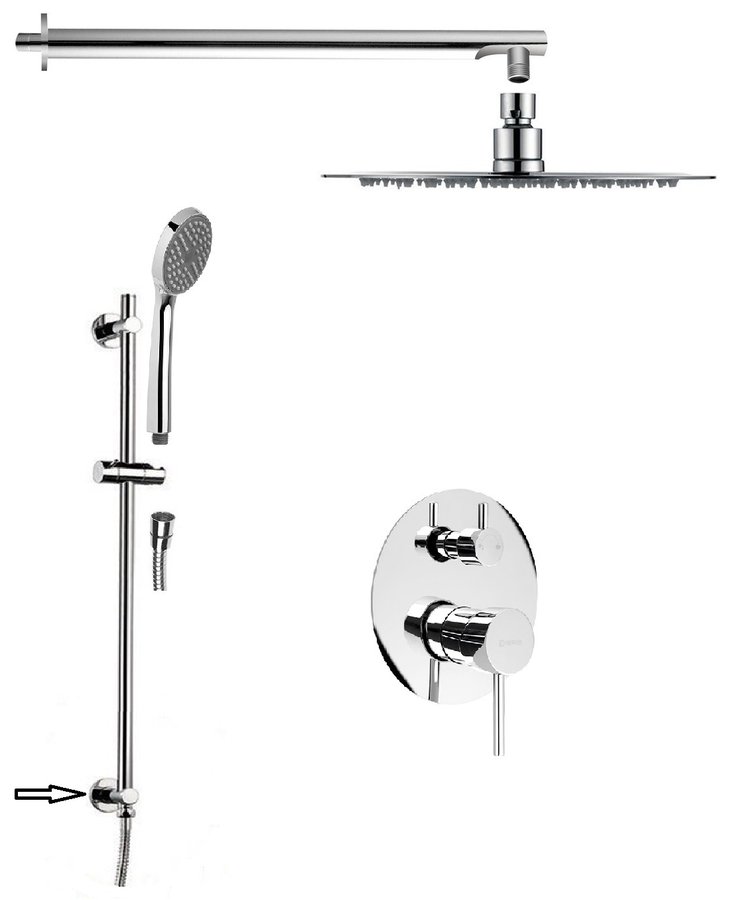 RHAPSODY Unterputz-Duschset mit Armatur, 2 Wege, verschiebbarer Duschhalter und Duschanschluss, Chro