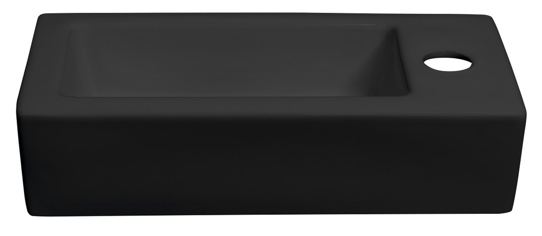 ZOE Waschbecken, Keramik 37x18 cm, Batterieloch rechts, schwarz mat