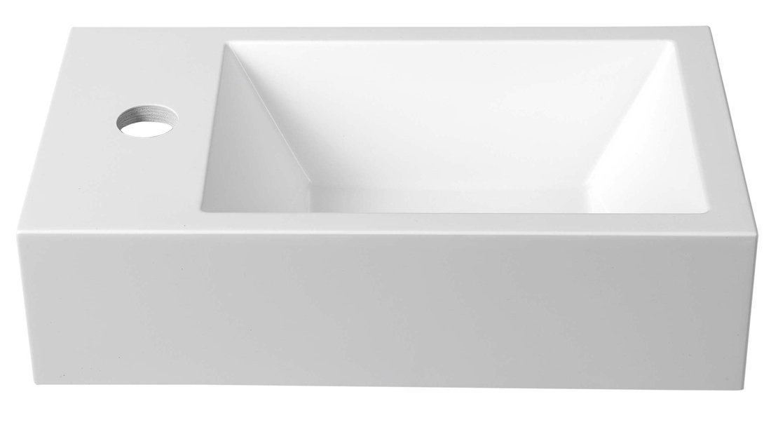 AMAROK Gussmarmor-Waschtisch 40x11x22cmcm, links, weiß