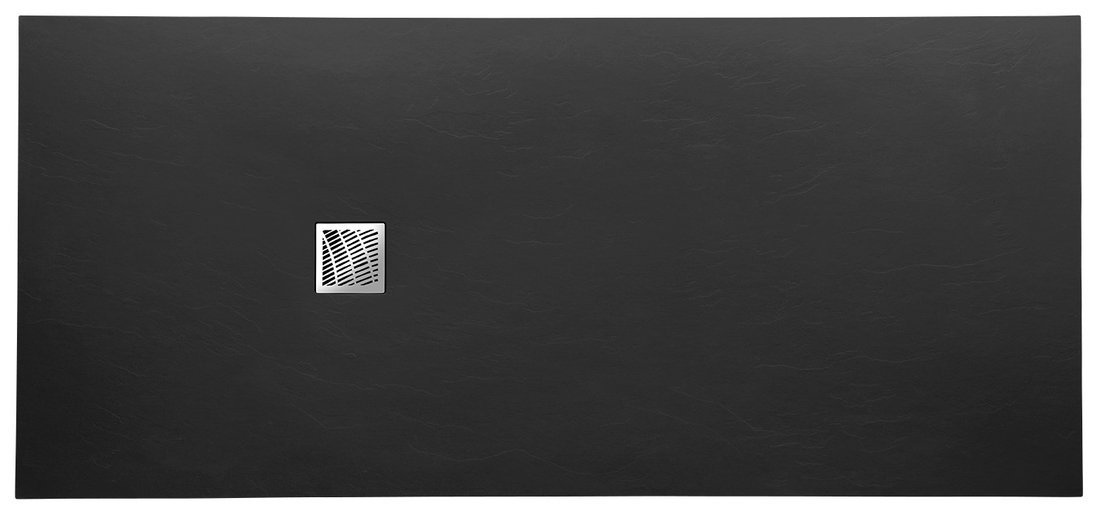 MITIA Gussmarmor-Duschwanne, rechteckig 120x90x3 cm, schwarz