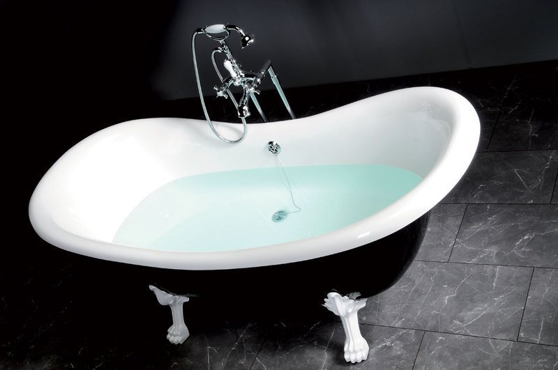 RETRO Freistehende Badewanne 160x73x82cm, Füße weiß, weiß