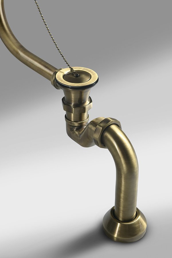 CHARLESTON Ablaufgarnitur für Außeninstallation, mit Kette, inkl. Siphon, bronze