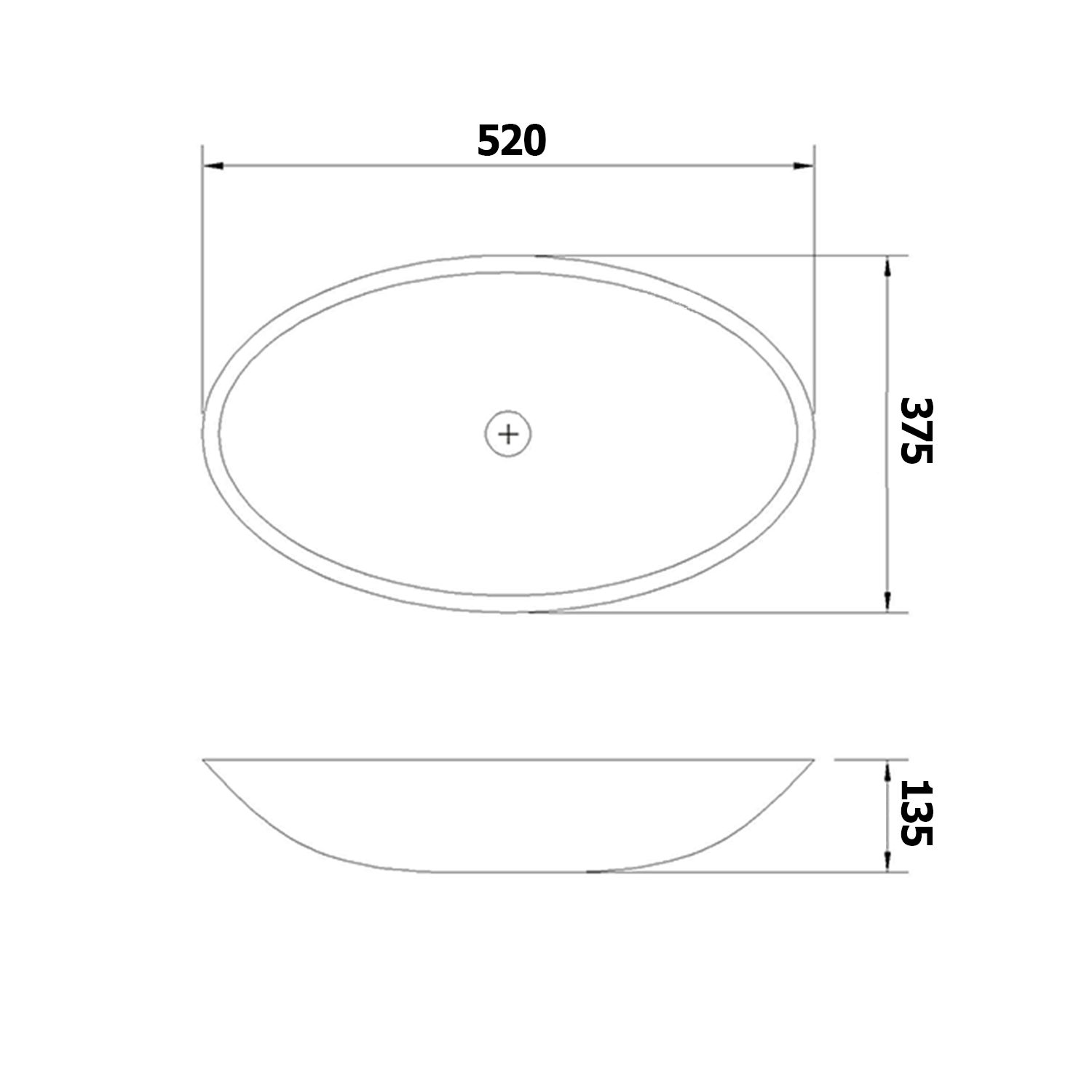 PURE Glaswaschtisch oval 52x37,5 cm