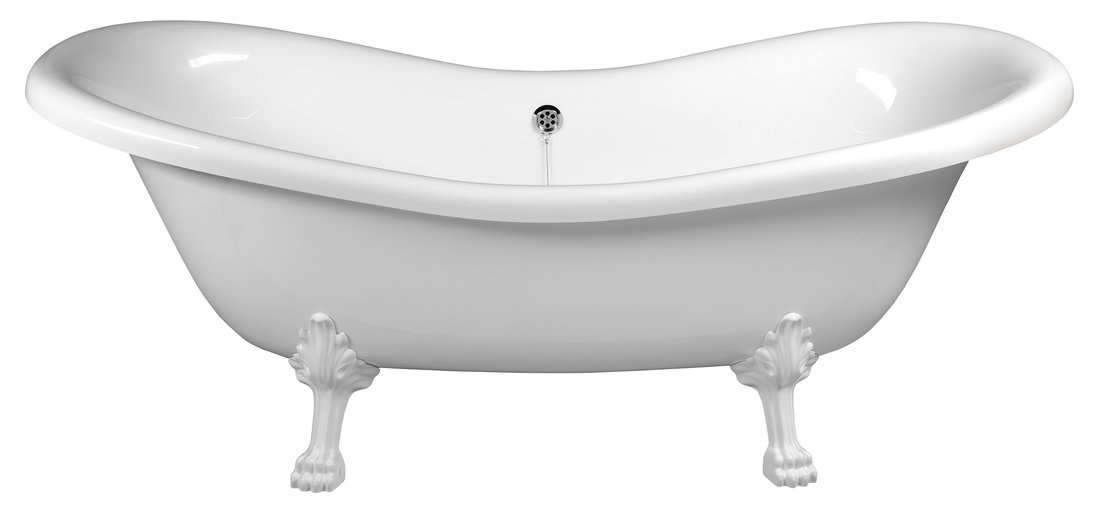 CHARLESTON Freistehende Badewanne 188x80x41cm, Füße weiß, weiß