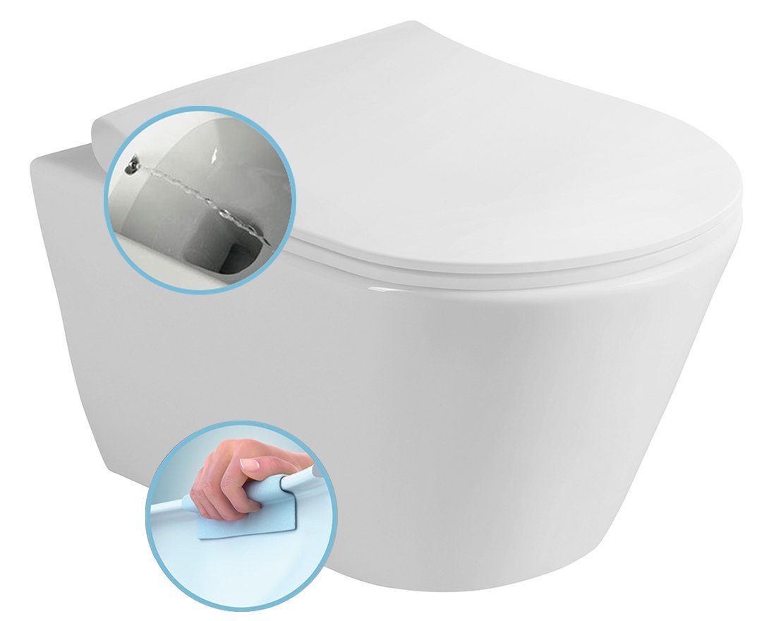 AVVA Hänge-WC mit Bidetbrause, Rimless, 35,5x53 cm, weiss