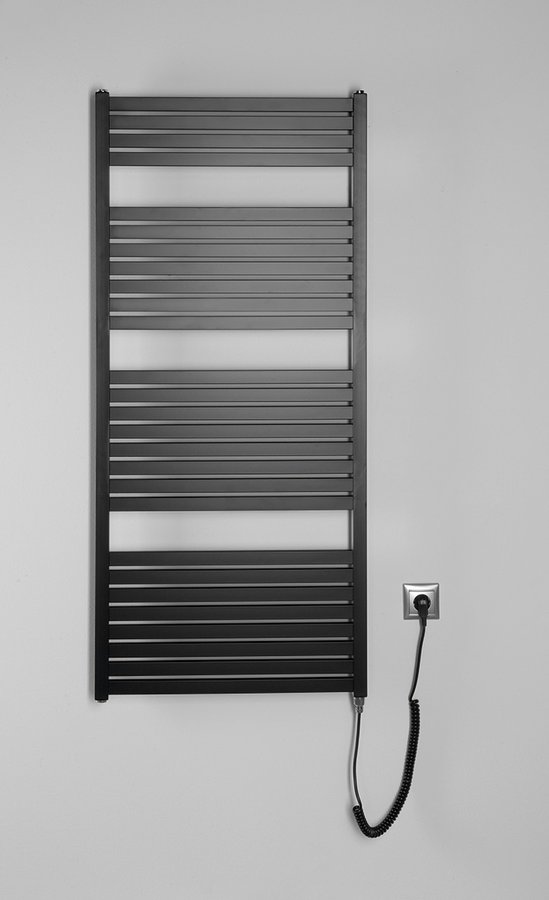 TONDI-E Elektrischer Badheizkörper, gerade, 600x1330 mm, 600W, schwarz matt