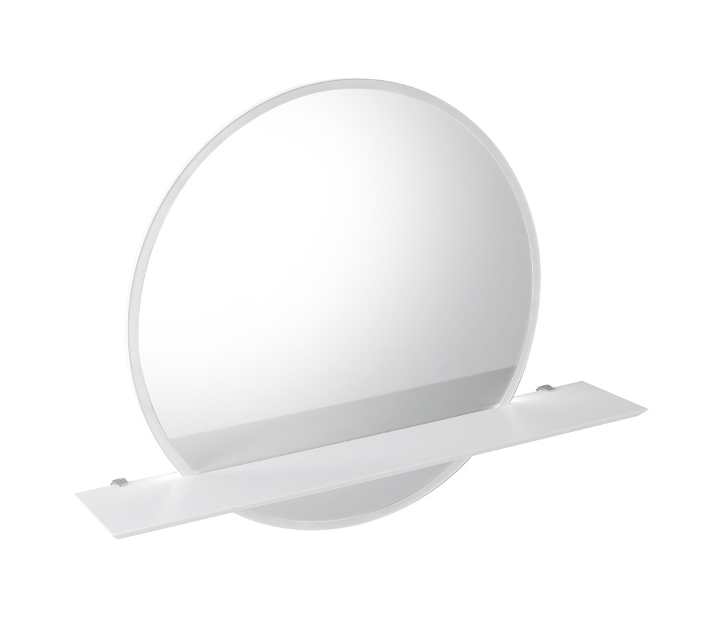 VISO LED beleuchteter Spiegel, rund, Durchmesser 60cm mit Regal, weiß matt