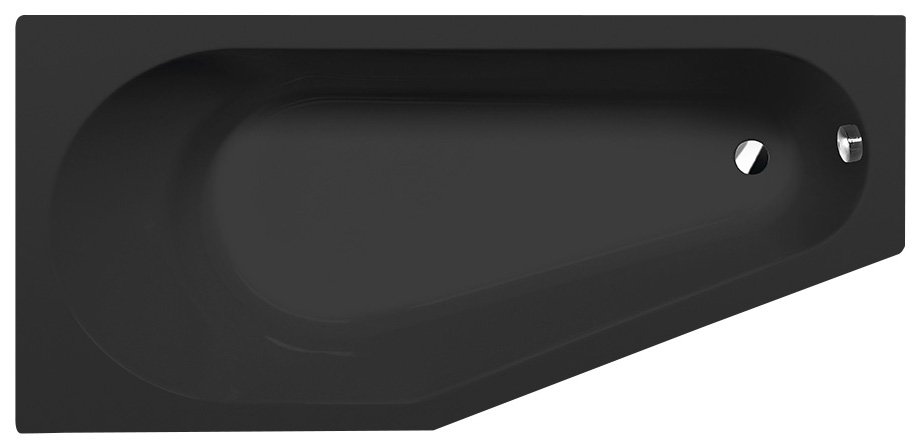 TIGRA L asymmetrische Badewanne 170x80x46cm, links, schwarz matt