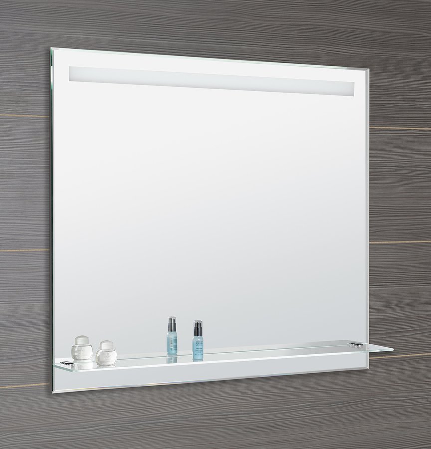 LED beleuchteter Spiegel 100x80cm, Glasablage, Knopfschalter