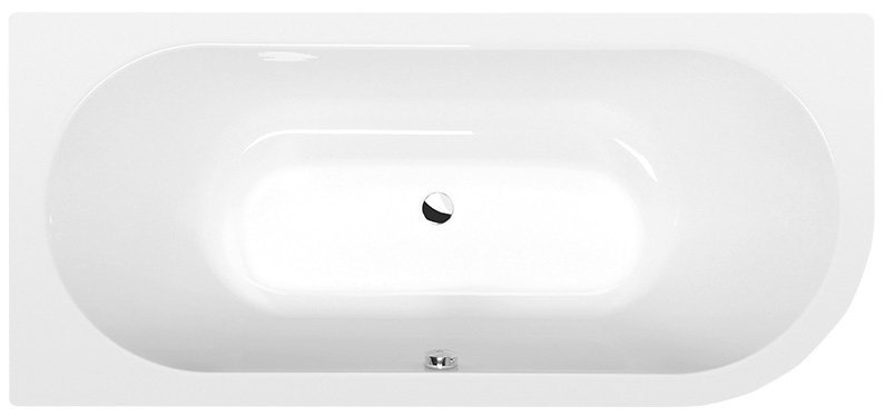 VIVA L asymmetrische Badewanne 185x80x47cm, links, weiß