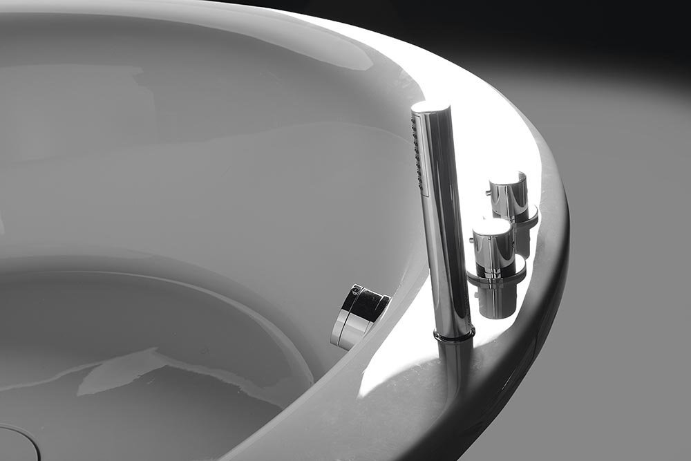 OBLO Badewanne mit Rahmengestell, rund, 165x48cm, weiß