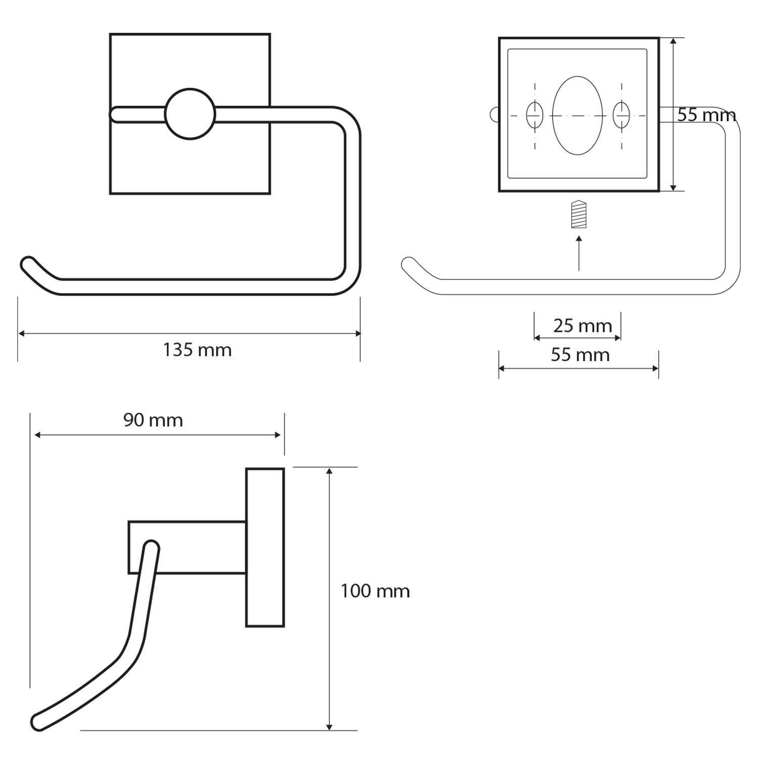 X-SQUARE Toilettenpapierhalter ohne Deckel, 135x100x90 mm, Chrom