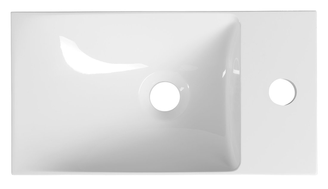 AGOS Gussmarmor-Waschtisch ohne Überlauf 40x22 cm, weiß, links/rechts