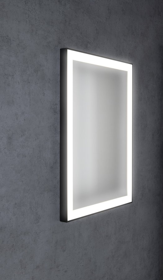 GANO Spiegel mit LED Beleuchtung 60x80cm, schwarz