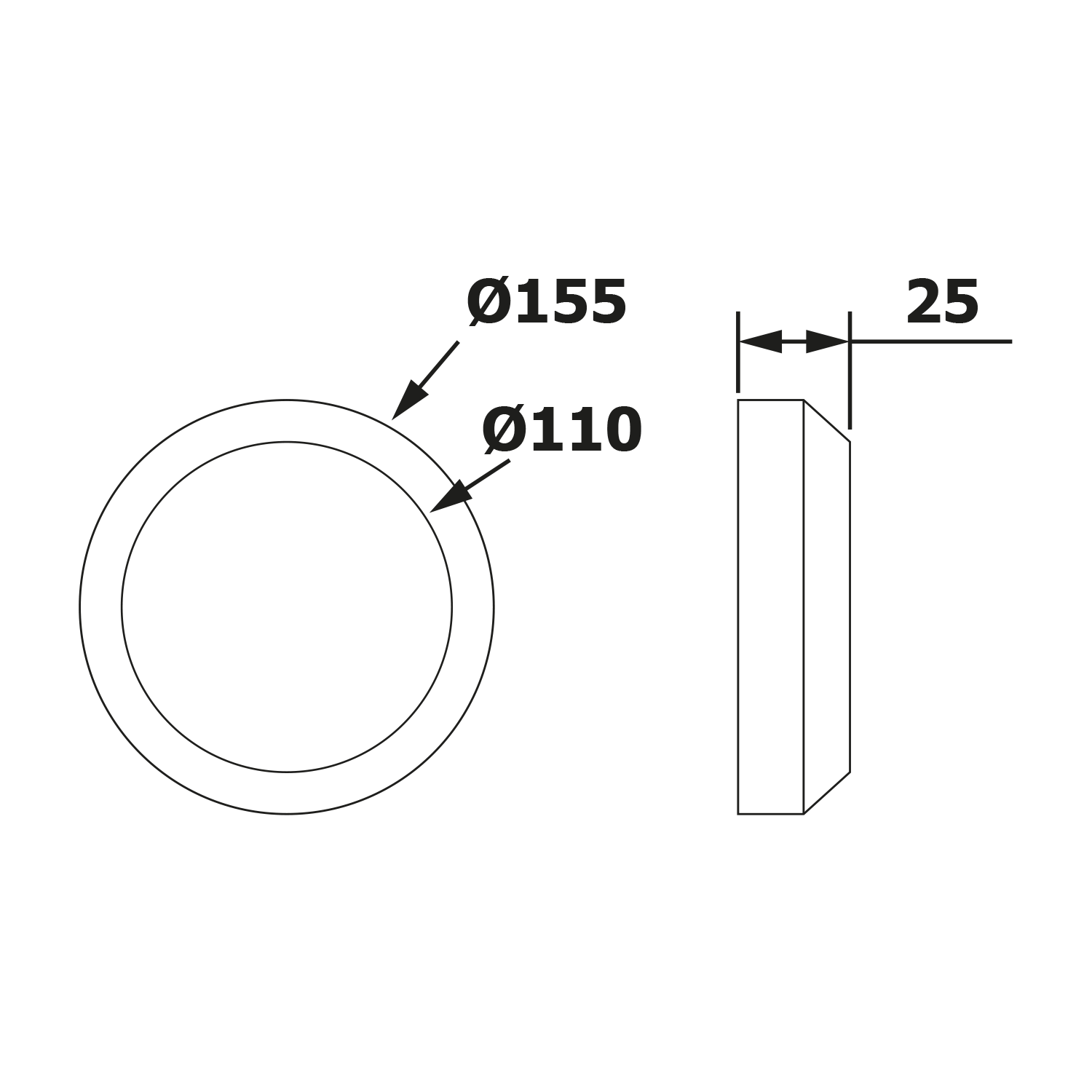 Rosette für WC-Anschluss 110mm, h.25mm