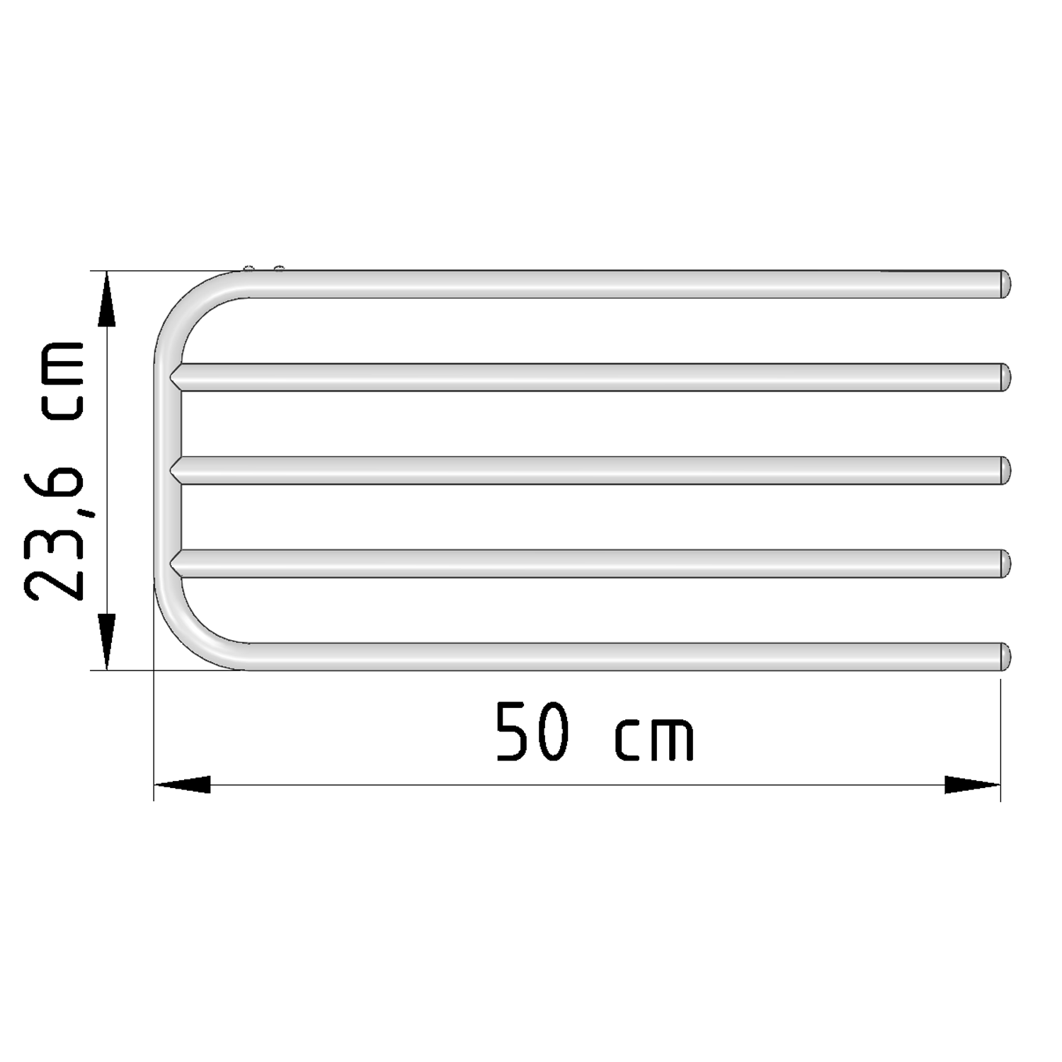 Handtuchtrockner 4-Fach für Heizkörper, Universalklemmung, Länge 50cm, weiß