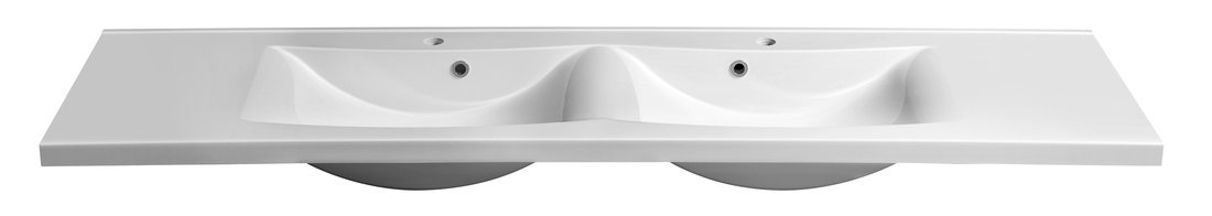 LUCIOLA Gussmarmor-Doppelwaschtisch 180x48cm, weiß