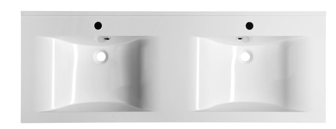 FLAVIA Gussmarmor-Doppelwaschtisch 140x50cm, weiß