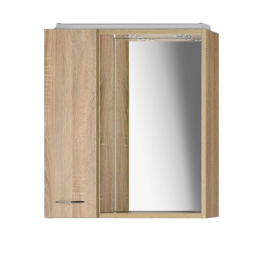 ZOJA/KERAMIA FRESH Spiegelschrank mit LED Bel. 60x60x14cm, links, Platineiche