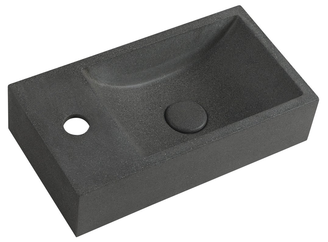 CREST L Betonwaschbecken inkl. Abfall, 40x22 cm, schwarzer Granit