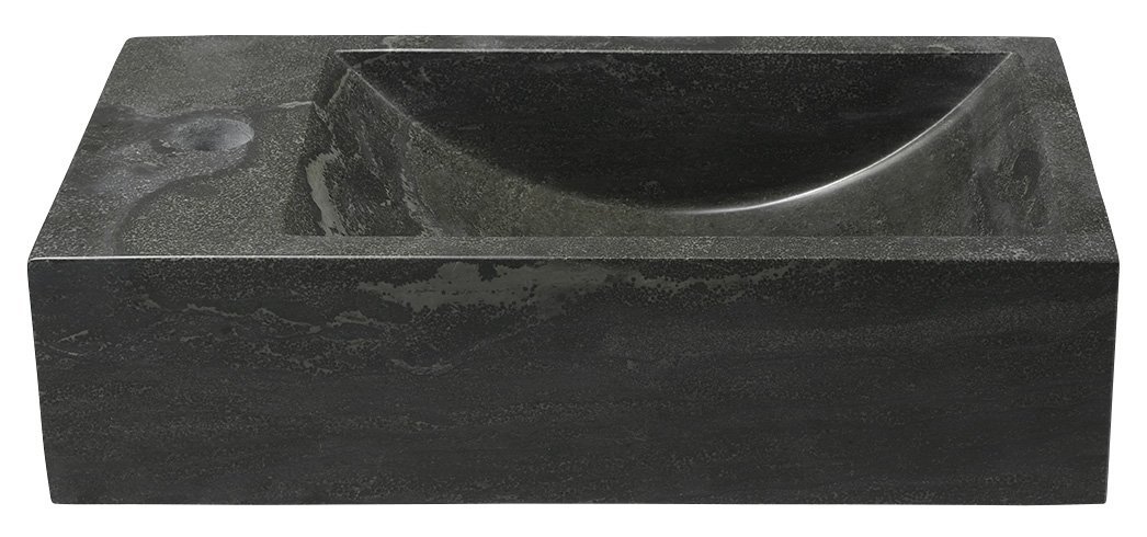 BLOK Stein-Waschtisch 40x10x22 cm, Loch links, Anthrazit schwarz